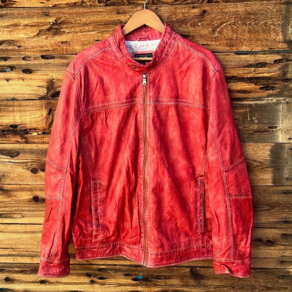 MISSANI | Men's Red Leather Jacket XL